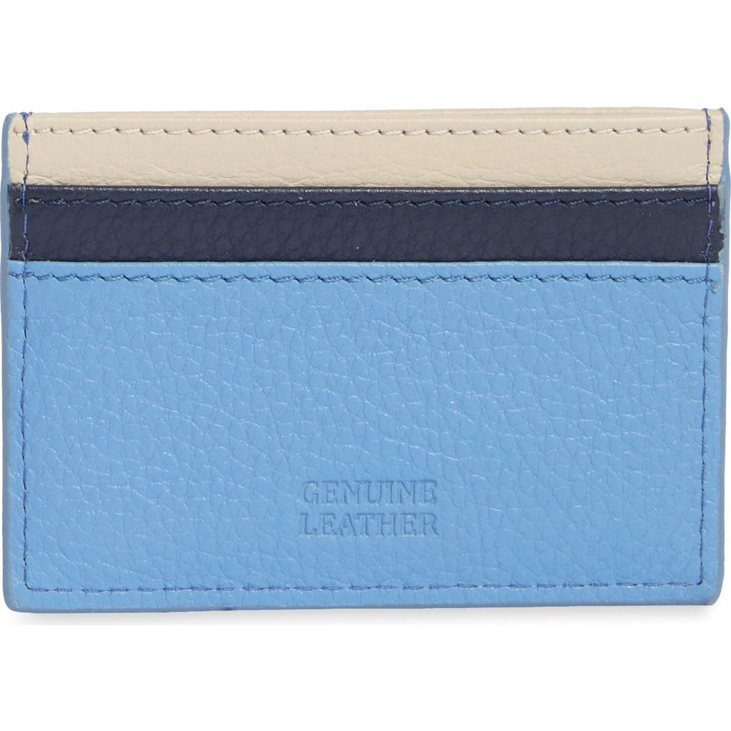 Mundi Small Leather Goods Margot Leather Card Case In Navy Mistyblue Parchment