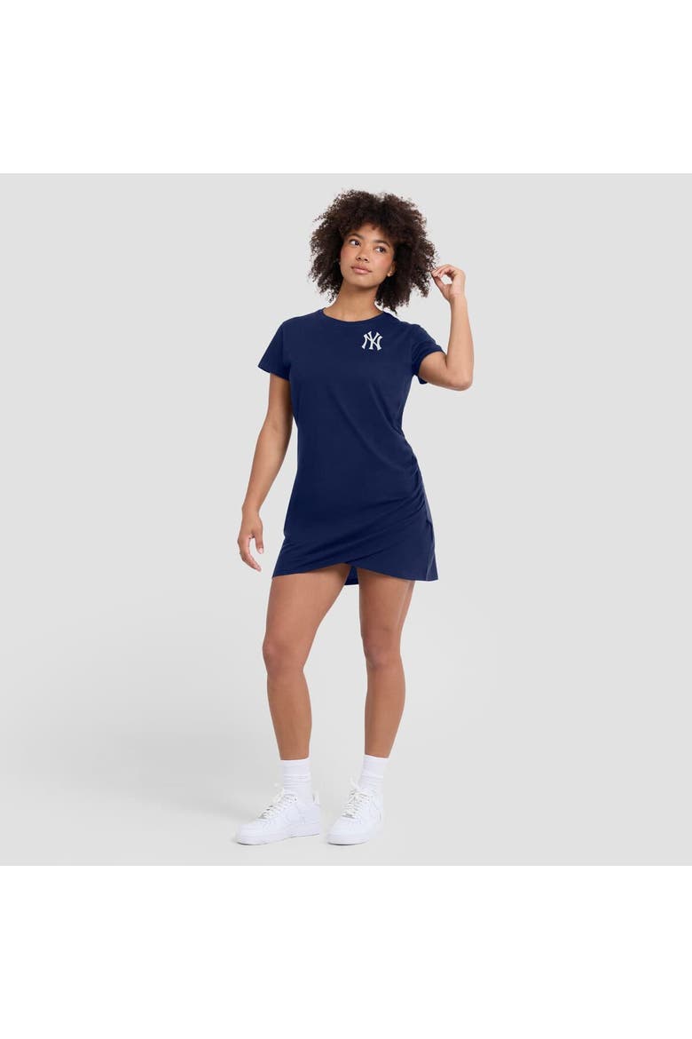 Women's Fanatics Navy New York Yankees Ruched Drape T-Shirt Dress, Alternate, color, Navy