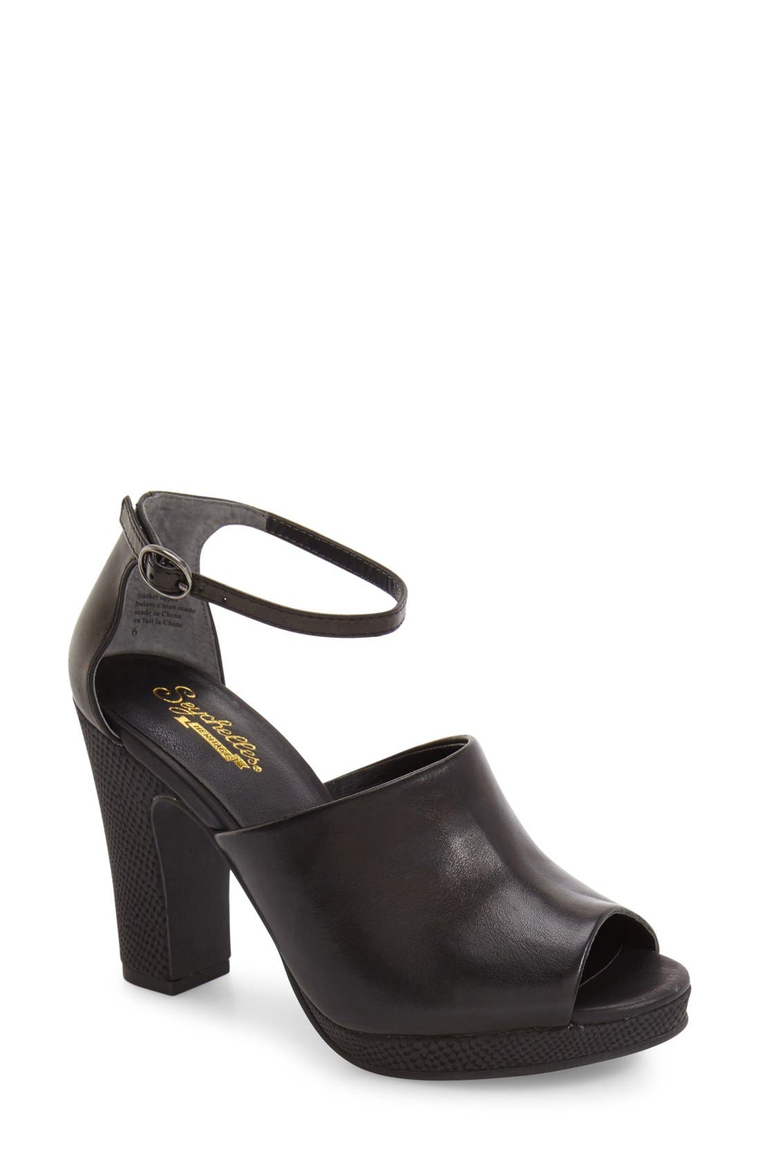 Ankle Strap Platform Sandal, Main, color, BLACK LEATHER