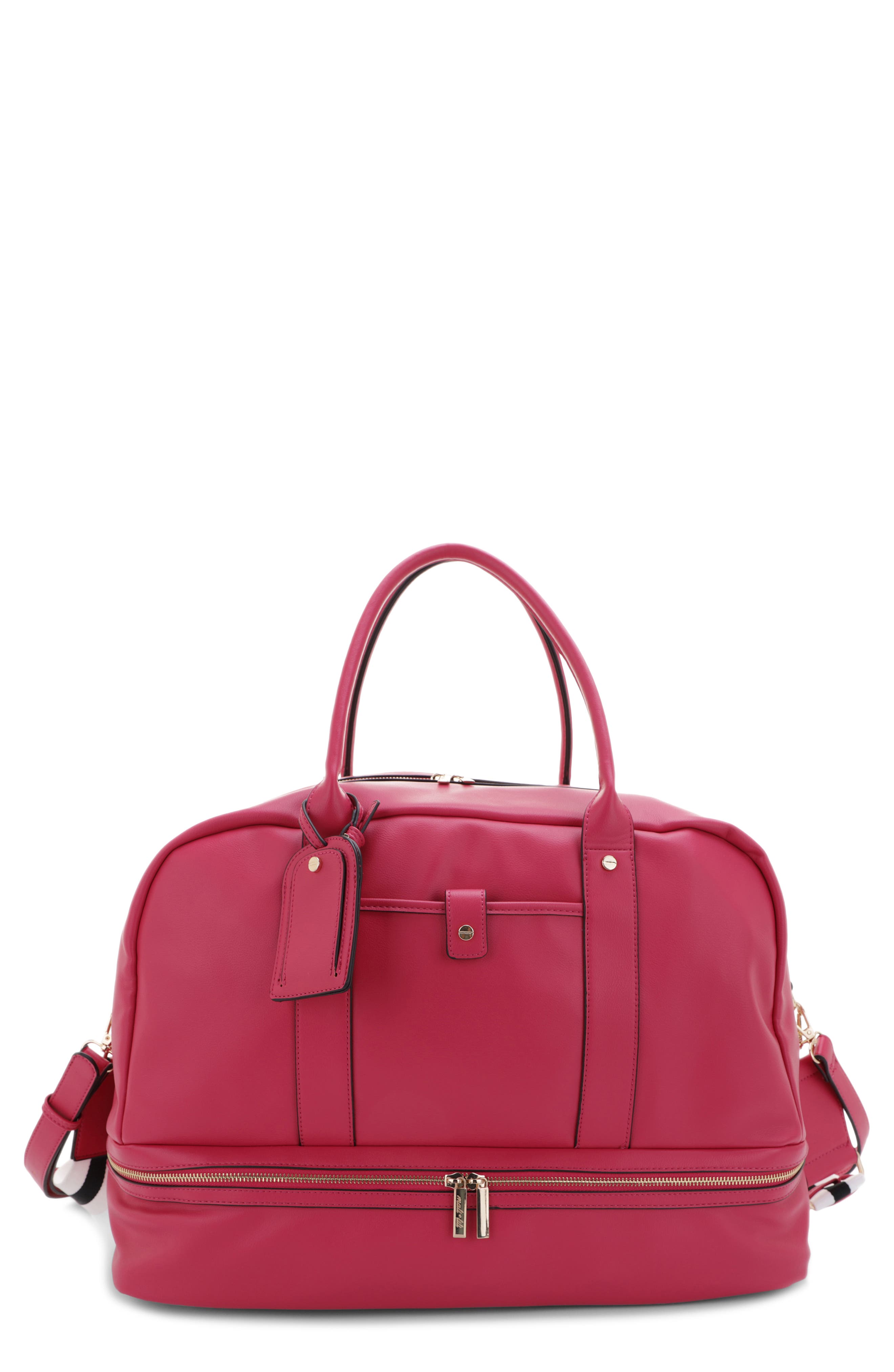 Mali + Lili Riley Vegan Leather Weekend Travel Bag In Pink