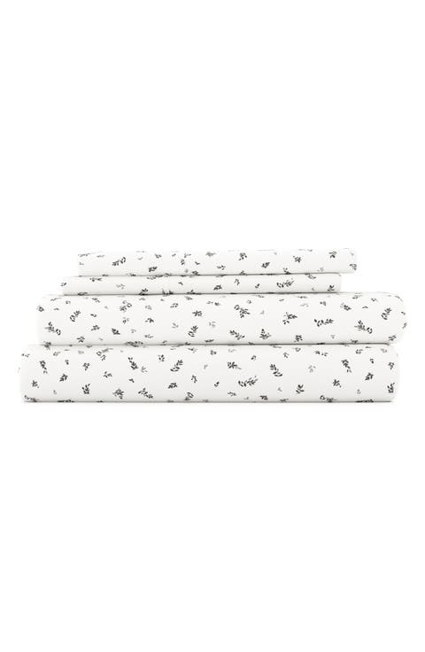 HOME SPUN Premium Ultra Soft Spotted Leaves Pattern 4-Piece Bed Sheet Set
