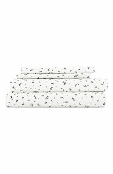 HOMESPUN HOME SPUN Premium Ultra Soft Spotted Leaves Pattern 4-Piece Bed Sheet Set