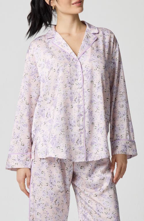 Florence By Mills Dream Satin Pajama Shirt In Purple