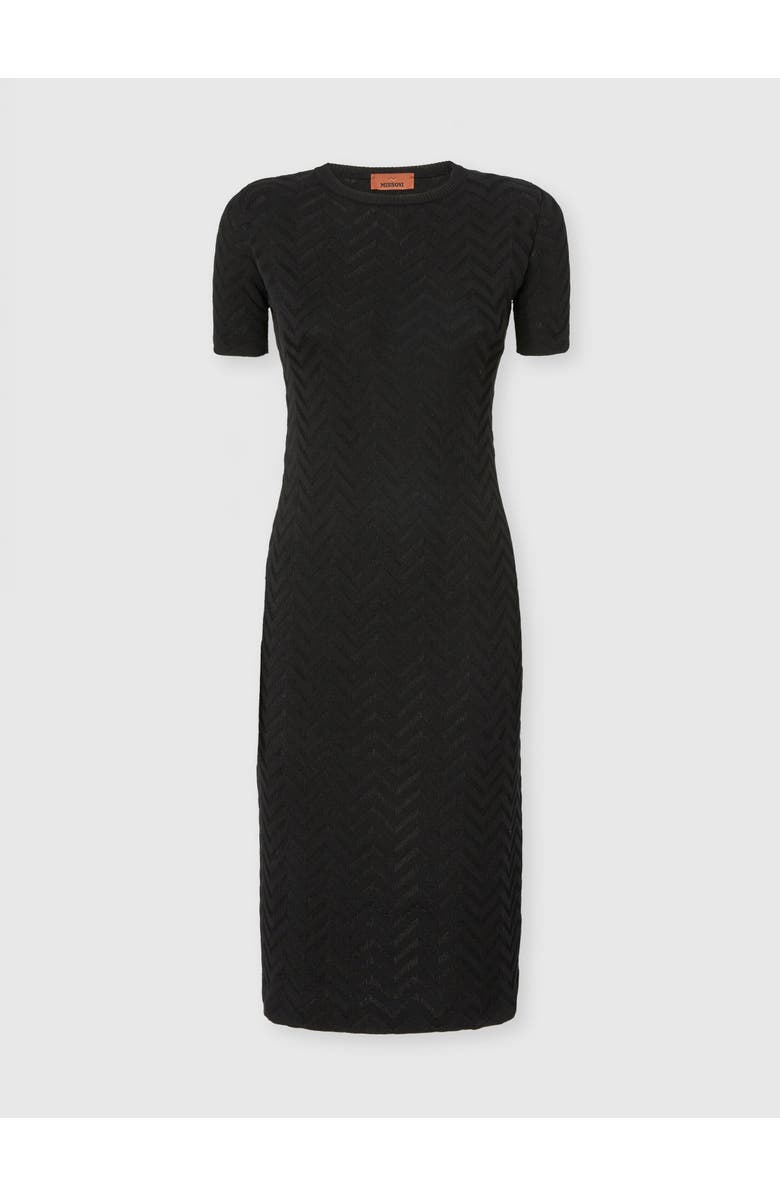 Missoni Chevron Cotton And Viscose Longuette Dress, Main, color, Black