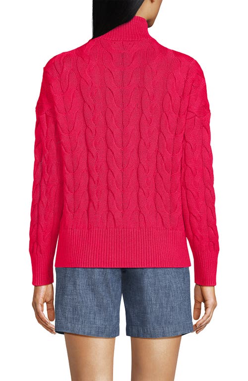 Lands' End Drifter Cotton Quarter Zip Pullover Sweater In Berry Rouge