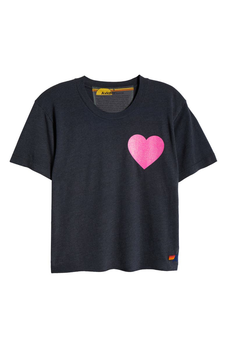 Aviator Nation Glitter Heart Crop T-Shirt, Alternate, color, 