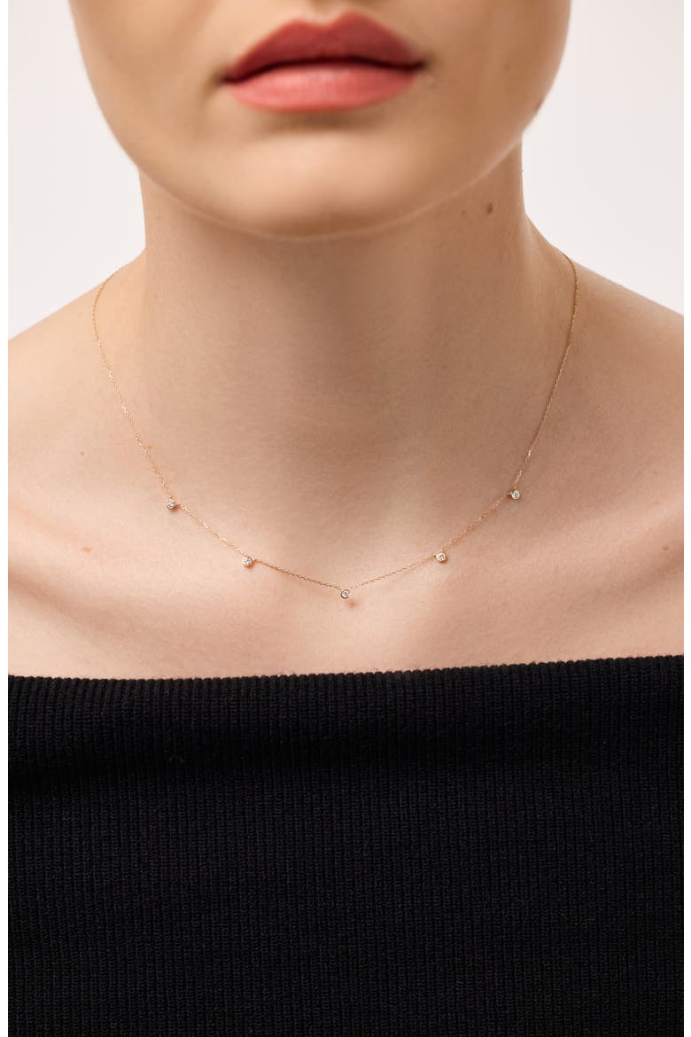 Solid Yellow Gold - Diamond Station Necklace, Alternate, color, Gold