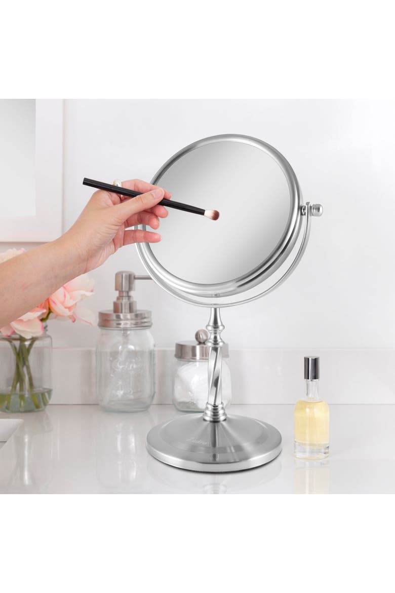 Makeup Mirror with 5X/1X Magnifications, Alternate, color, Satin Nickel