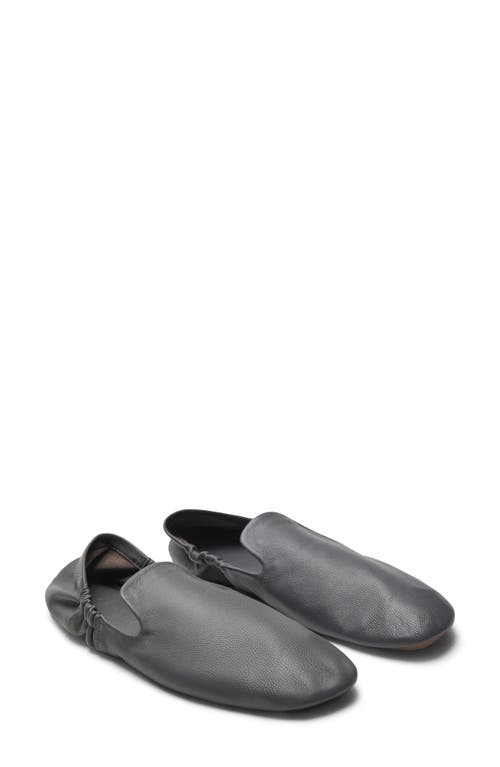 Mango Leather Loafer In Gray