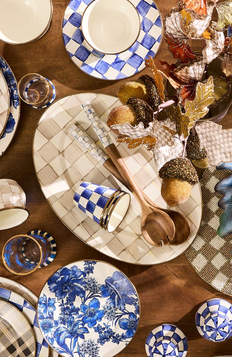 MACKENZIE CHILDS Large Mocha Check Oval Platter, Alternate, color, Mocha