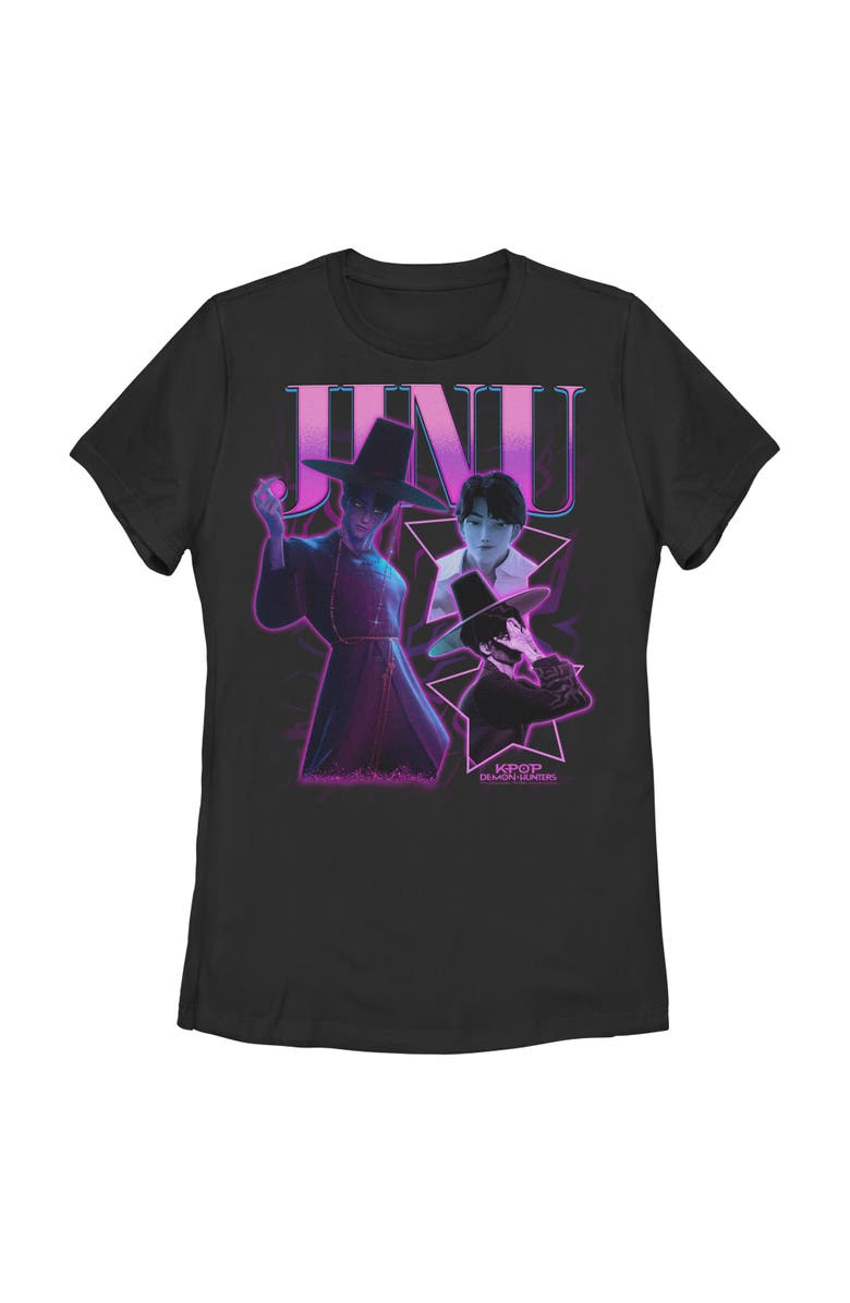 KPop Demon Hunters Women's KPop Demon Hunters Jinu Saja Collage  Graphic T-Shirt, Main, color, Black