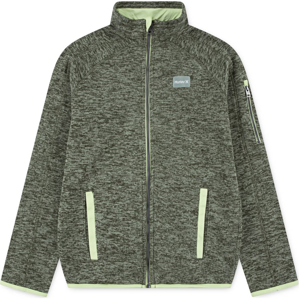 Hurley Kids' Heathered Full Zip Fleece Jacket In Gray
