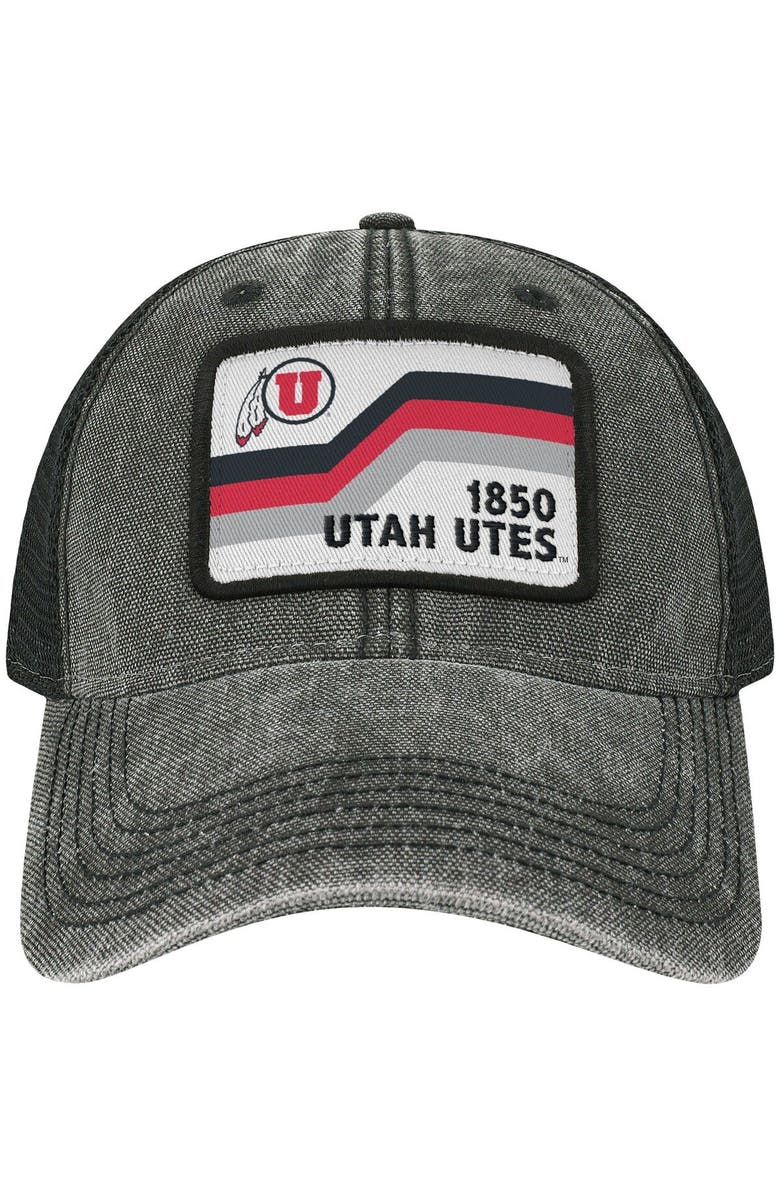 LEGACY ATHLETIC Men's Black Utah Utes Sun & Bars Dashboard Trucker Snapback Hat, Alternate, color, Black