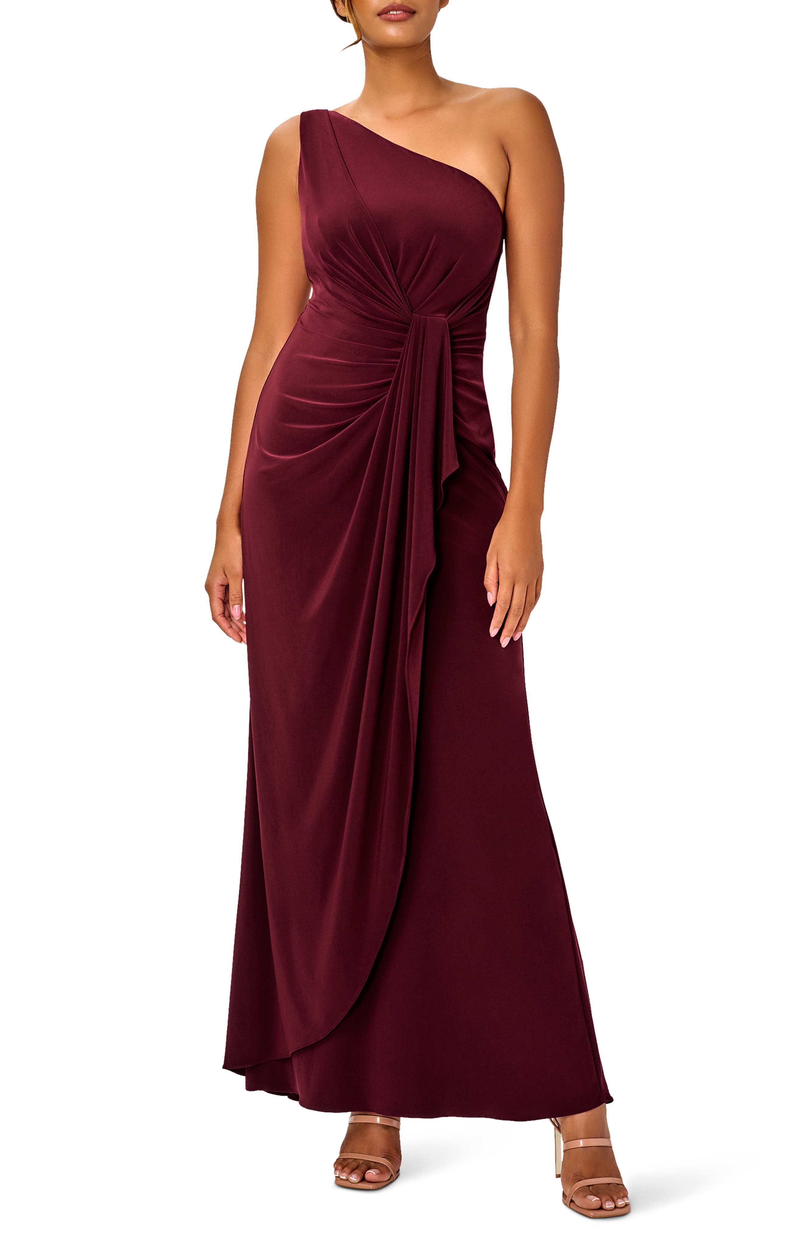 One-Shoulder Jersey Gown - image 3