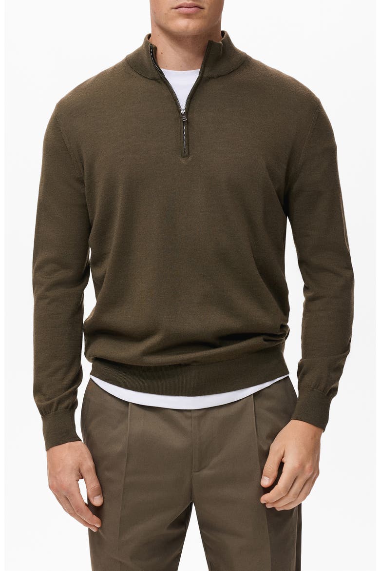 Perkins Wool Quarter Zip Sweater, Main, color, OLIVE GREEN