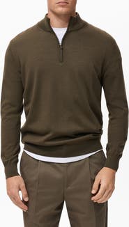 MANGO Perkins Wool Quarter Zip Sweater