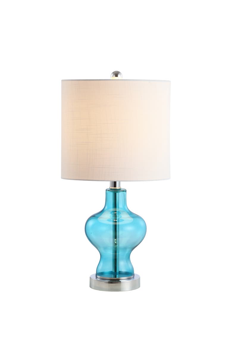 JONATHAN Y Mer Glass/Metal LED Table Lamp, Main, color, Aqua