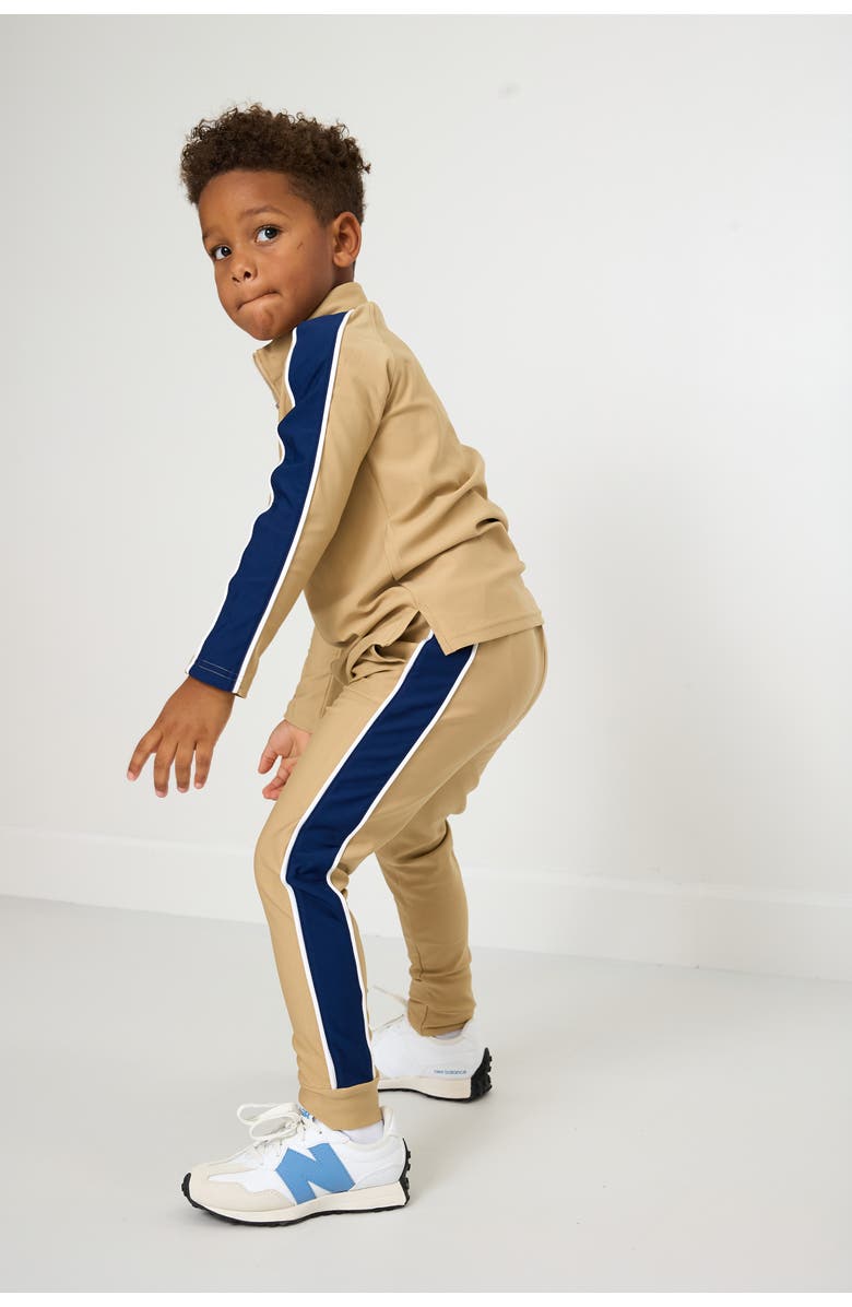 Courtside Kids Boys Half Zip, Alternate, color, Khaki Navy Stripe