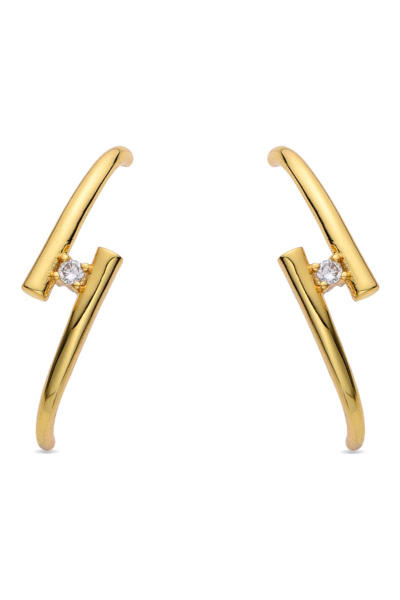 Sara CZ Double Bar Earrings, Alternate, color, GOLD