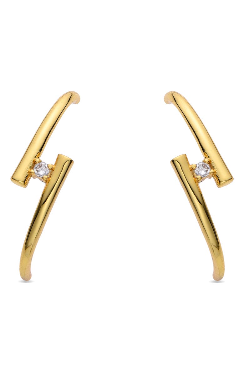 EYE CANDY LOS ANGELES Sara CZ Double Bar Earrings, Alternate, color, Gold
