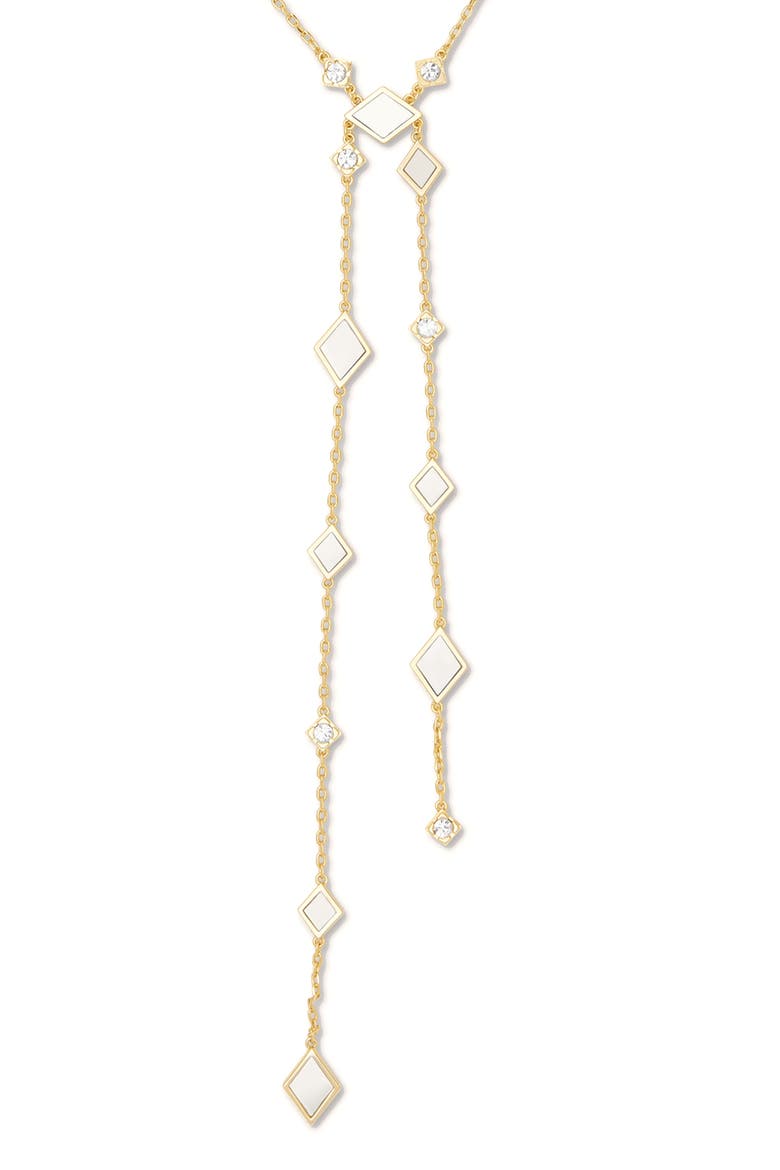 Nila Stone Layered Lariat Necklace, Alternate, color, CLEAR/ TWO TONE