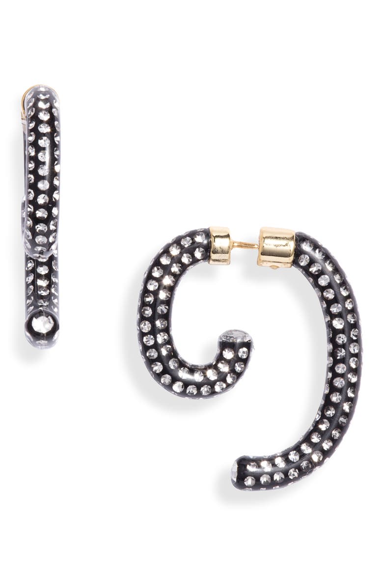 Noir Pavé Luna Convertible Earrings, Main, color, 12K SHINY GOLD/ BLACK/ PAVE