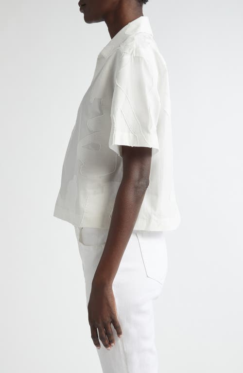 Lafayette 148 Cropped Burnout Boxy Blouse In White