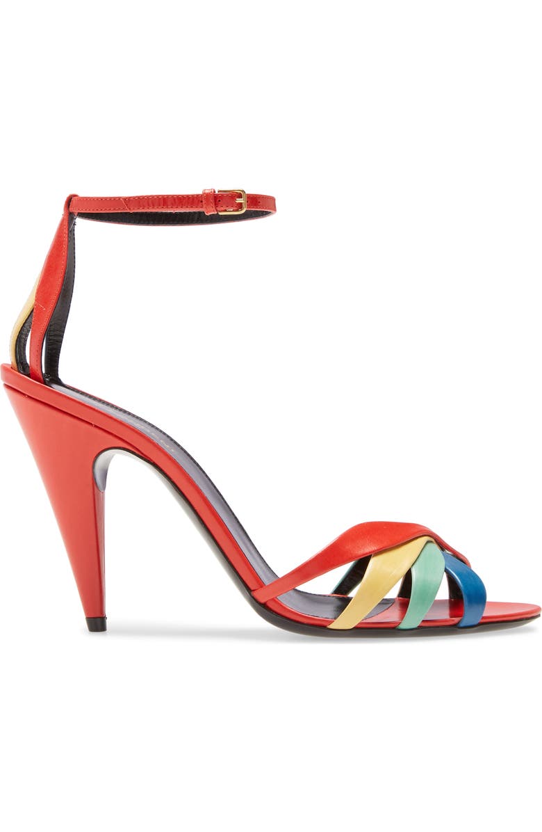 Saint Laurent Kristen Rainbow Ankle Strap Sandal, Alternate, color,