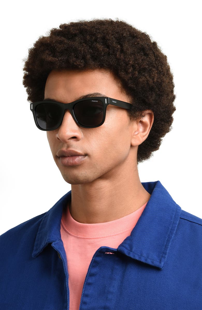 Polaroid 51mm Polarized Square Sunglasses, Alternate, color, Black/ Gray Polarized