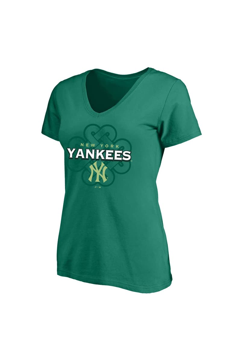 PROFILE Women's Profile Kelly Green New York Yankees Plus Size Celtic V-Neck T-Shirt, Alternate, color, Kelly Green
