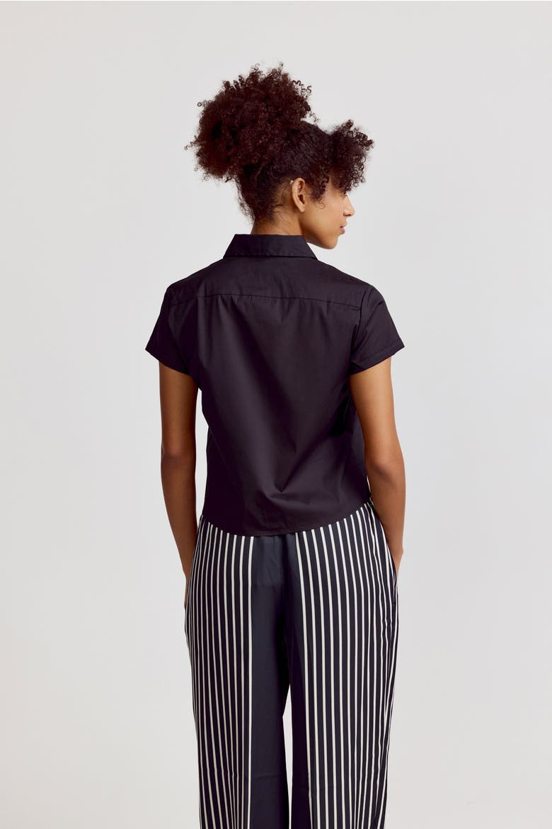 The Boxy Cropped Short Sleeve Shirt, Alternate, color, Black
