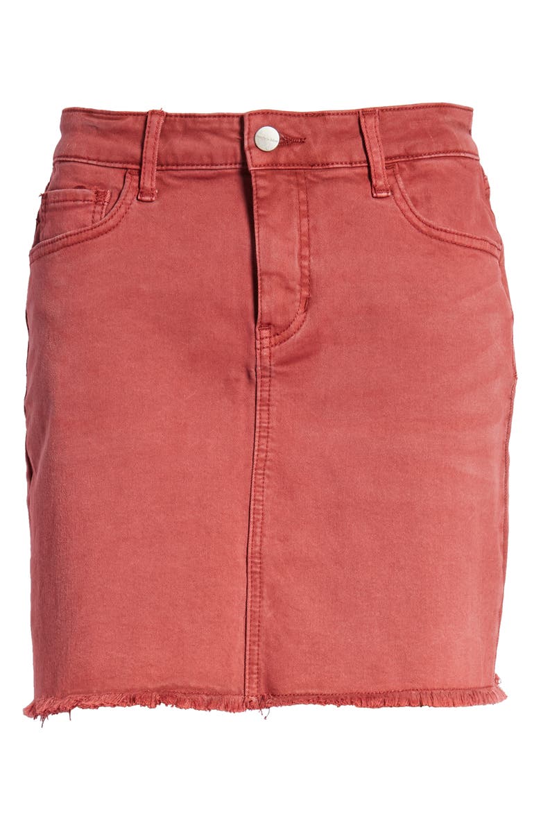 Made in Blue Denim Fray Hem Miniskirt, Alternate, color, 