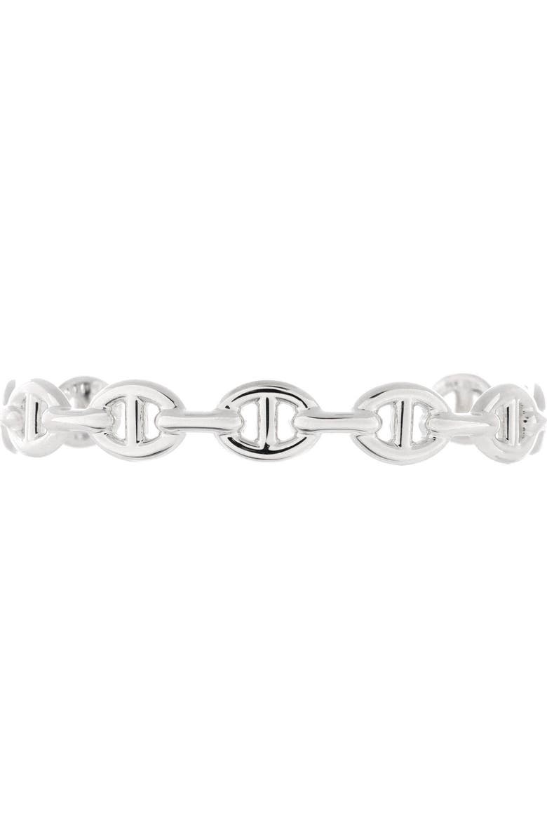 Pre-Owned Hermes Chaine d'Ancre Enchainee Cuff Bracelet Sterling Silver Medium, Main, color, Silver