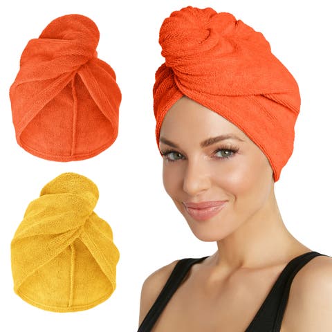 2 Pack Microfiber Hair Towel Wraps for Straight, Wavy, Curly Hair