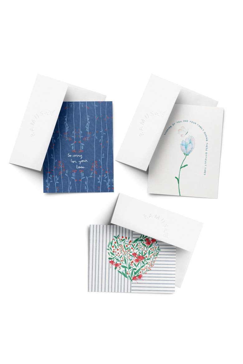 Sympathy Greeting Card Pack Sets (3 ct, Assorted) Sorry For Your Loss, Thinking of You Butterfly, Floral Heart, Main, color, Multi-Pack