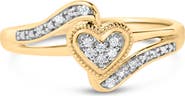 Haus of Brilliance 14K Yellow Gold Plated Silver Diamond Accent Filigree Heart Promise Ring