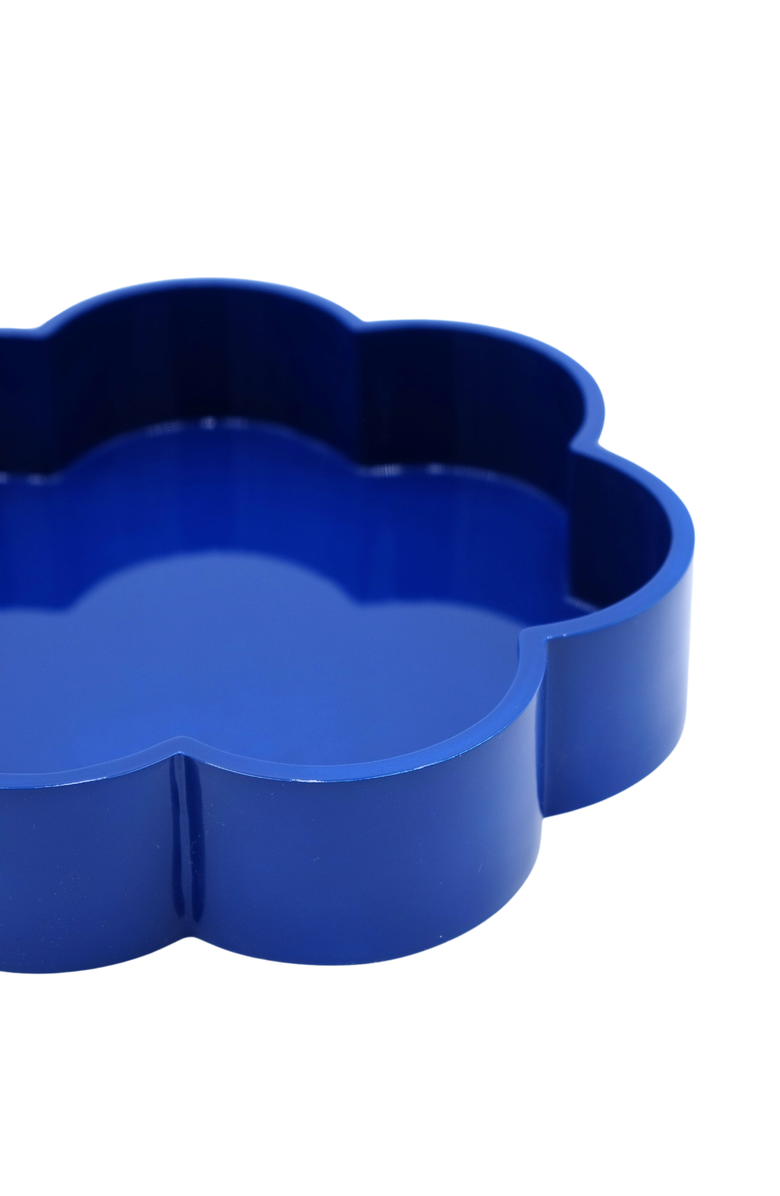Inner Child Cobalt Blue Flower-Shaped Lacquerware Tray, Alternate, color, Blue