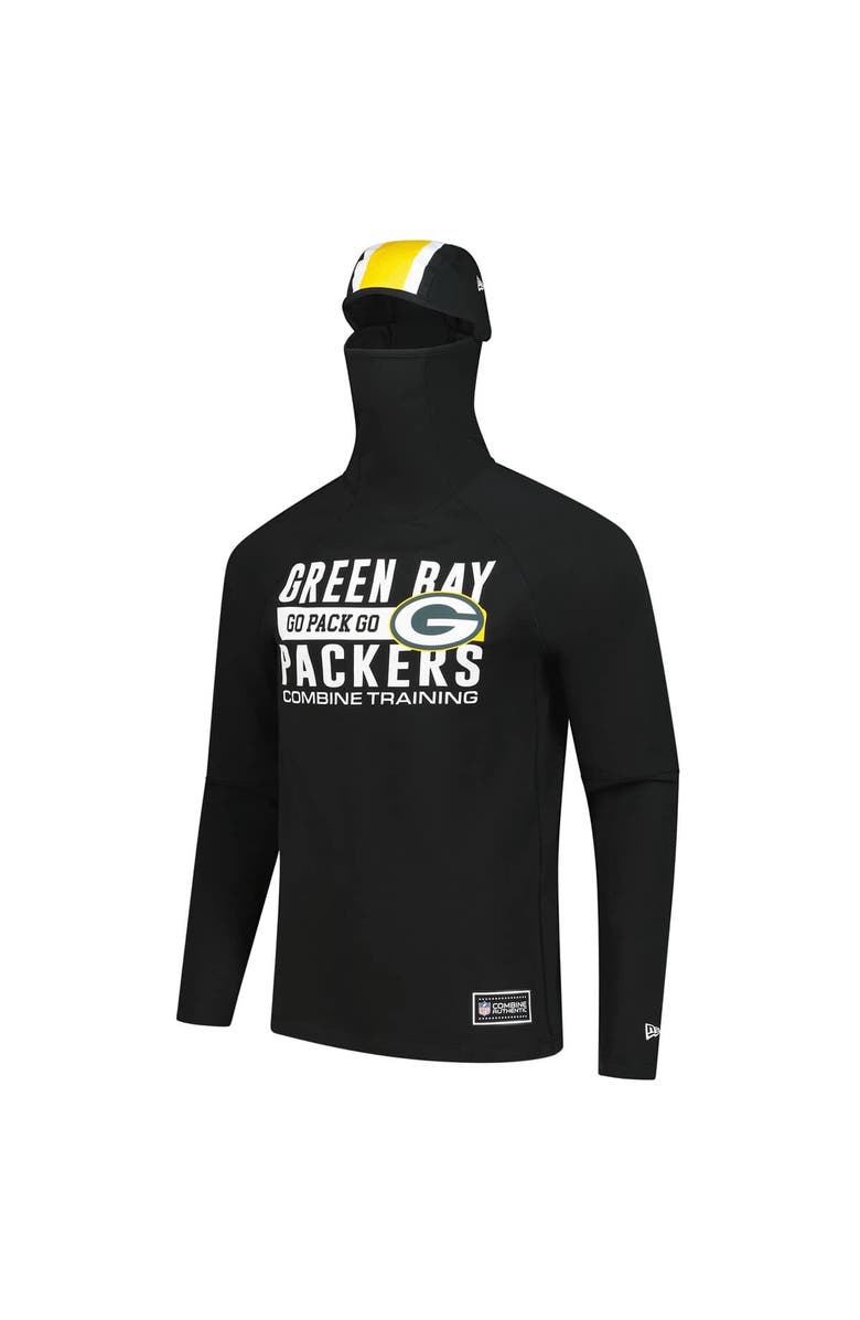 New Era Men's New Era Black Green Bay Packers Functional Fandom Balaclava Helmet Stripe Tri-Blend Hoodie, Alternate, color, Black