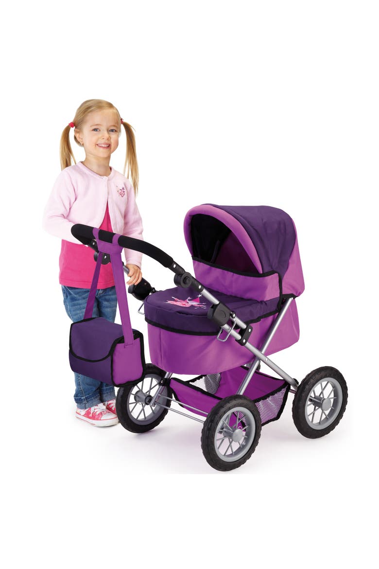 Adjustable and Foldable Doll Pram for Dolls up to 18 Inches, Bag Included, Alternate, color, Purple