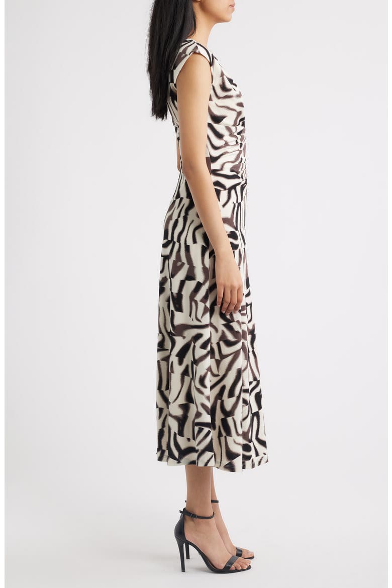 Ruched Sleeveless Jersey Midi Dress, Alternate, color, MOLLASSES/ WHITE DOVE