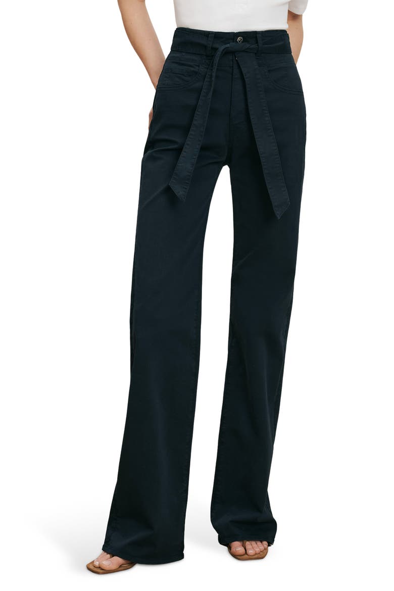 Rosanna Corset High Waist Wide Leg Jeans, Main, color, NAVY