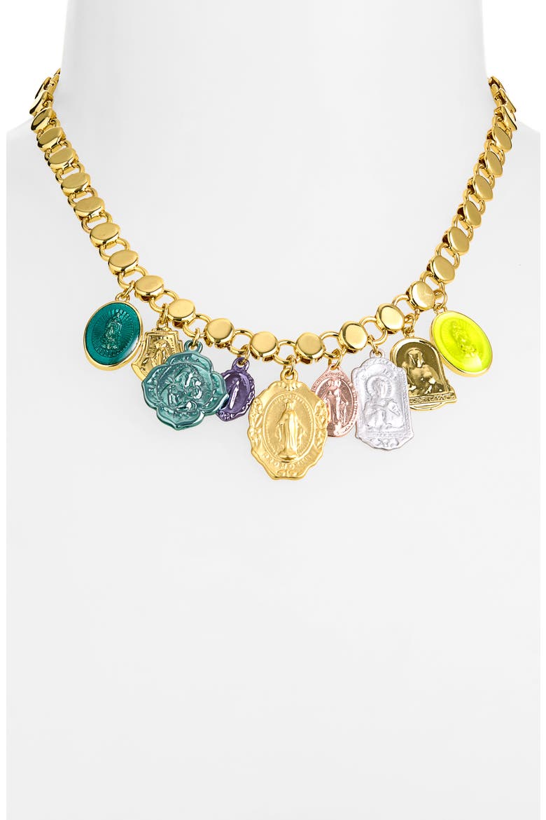 Gilded Icon Charm Necklace, Alternate, color, GOLD
