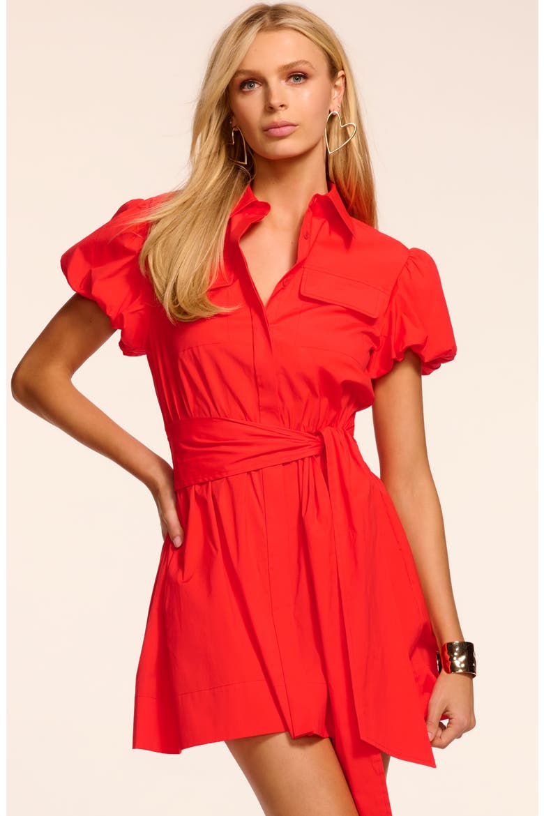 Nicky Stretch Cotton Mini Shirtdress, Alternate, color, CRIMSON