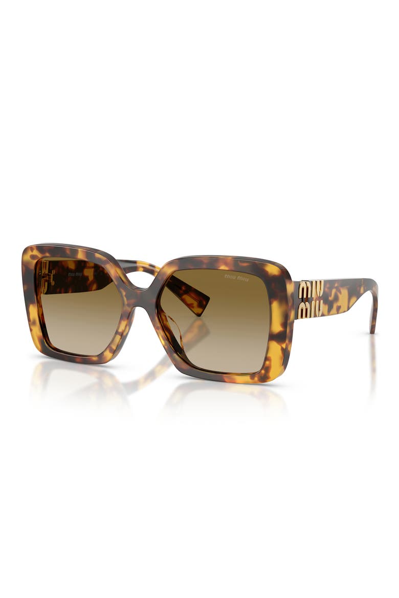 56mm Gradient Irregular Sunglasses, Alternate, color, HONEY HAVANA / BROWN GRADIENT