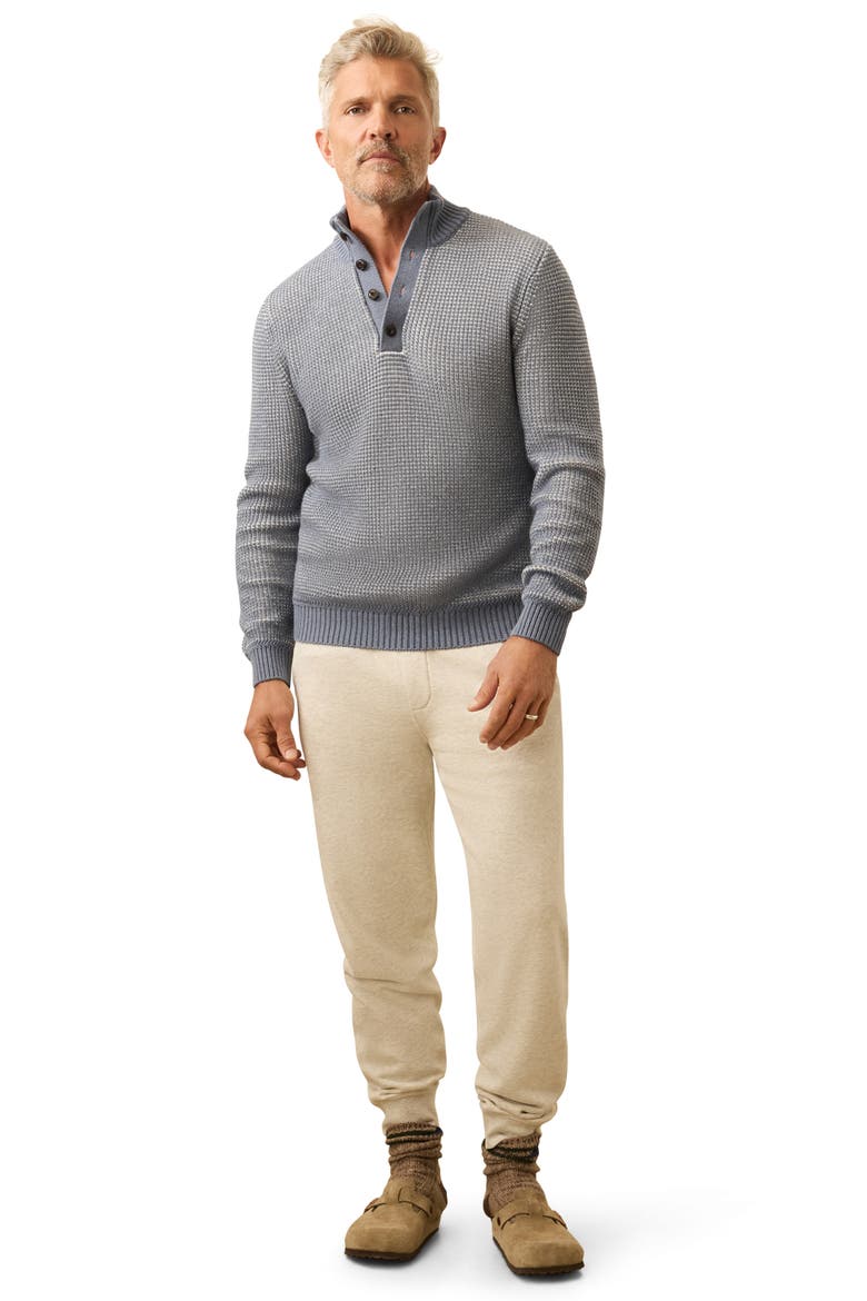 Quarter Button Organic Cotton & Cashmere Sweater, Alternate, color, PORT HURON
