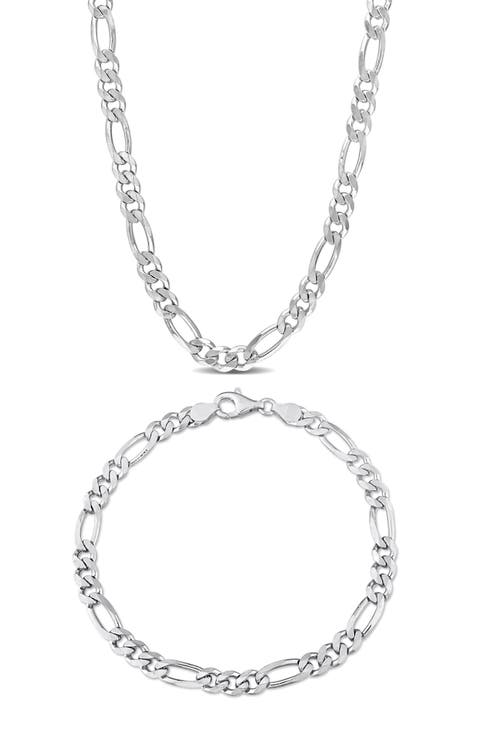 Figaro Chain Bracelet & Necklace Set
