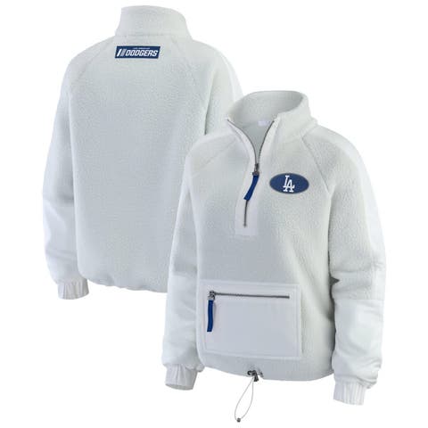 Women's WEAR by Erin Andrews Gray Los Angeles Dodgers Polar Fleece Quarter-Zip Jacket