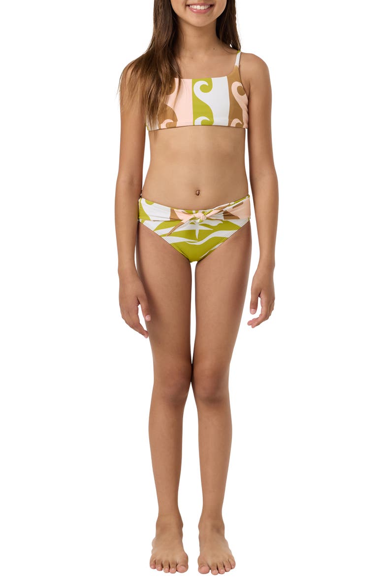 Kids' Skylar Palm Reversible Two-Piece Swimsuit, Alternate, color, CHARTREUSE