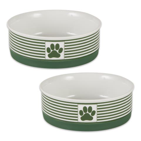 Ceramic Pet Bowl Set Paw Patch Stripe, 2 Piece