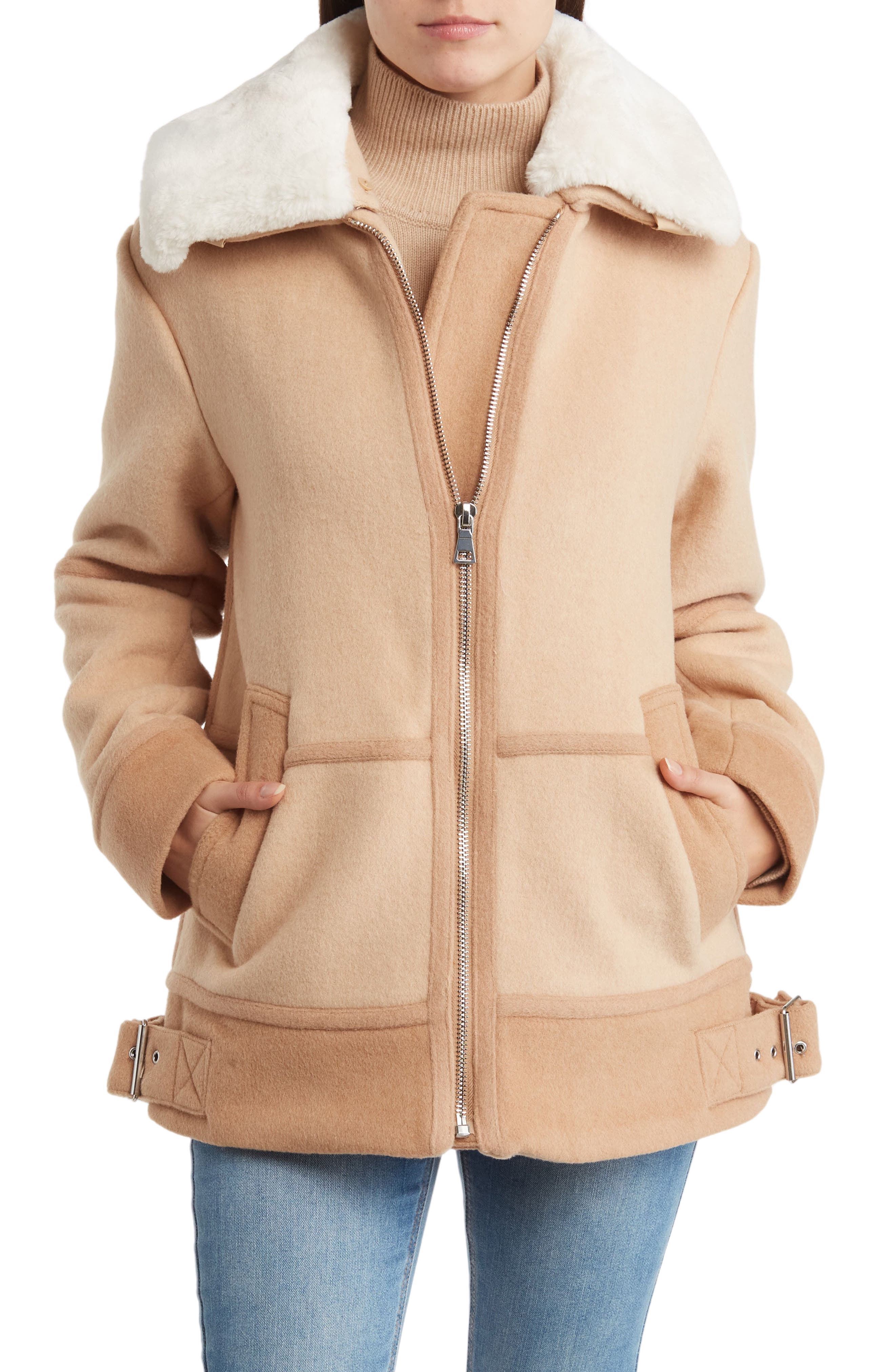 THE CASHMERE PROJECT Faux Shearling Aviator Jacket (Women) | Nordstromrack
